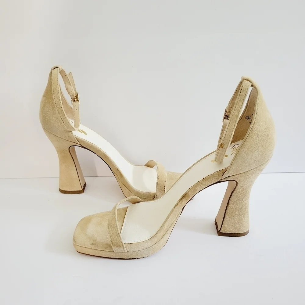New SARTO By Franco Sarto DOLORES Ankle Suede Leather Strap Sandals Size 7 M
